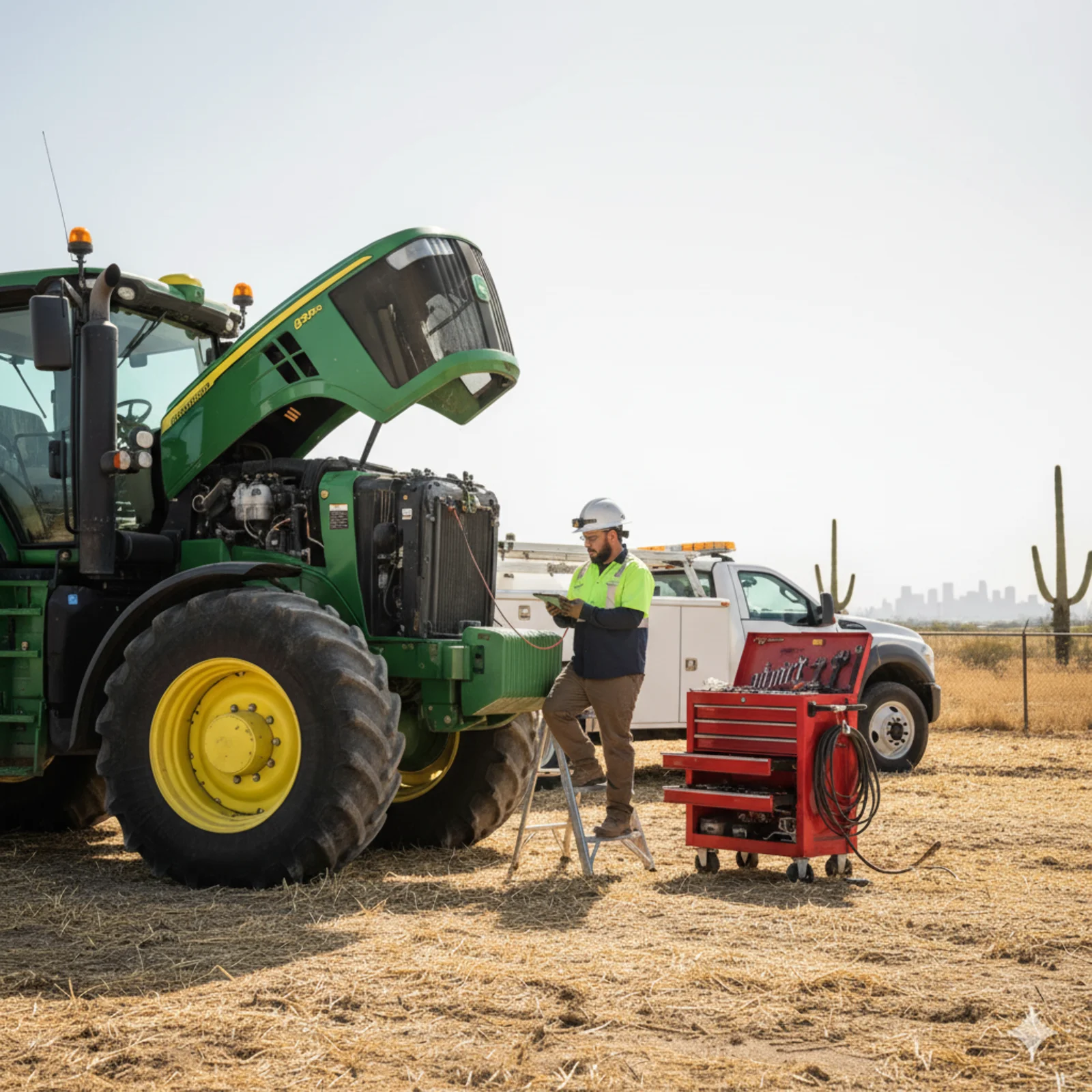 Mobile diesel mechanic providing emergency roadside assistance